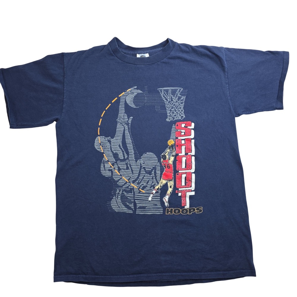 Vintage Shoot Hoops Basketball T-Shirt Navy Blue XL USA Made  Kingstree Classic